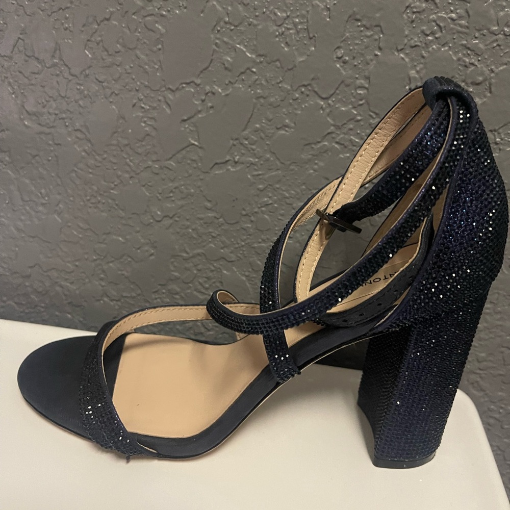 Blue Rhinestone Block Heels - Picture 10 of 15